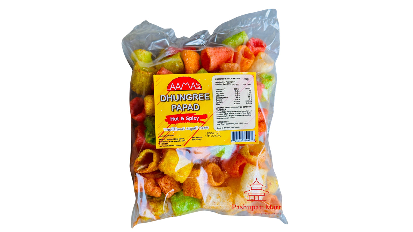 Aama's Hot & Spicy Dhungree Papad 80g